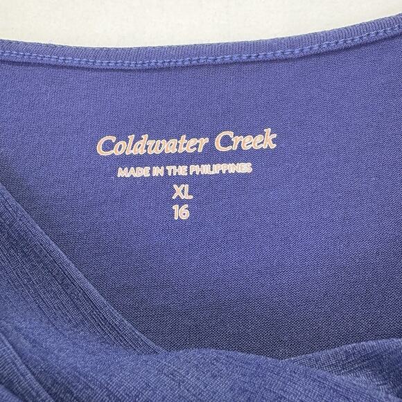 Coldwater Creek Sleeveless Draped Cowl Neck Sleeveless Tank Navy Blue Size XL 16 - Picture 3 of 10